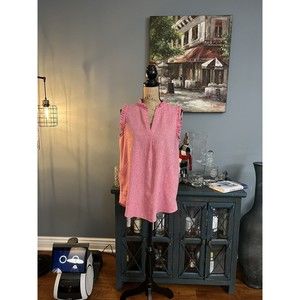 For Cynthia linen hi low top tunic size medium pink